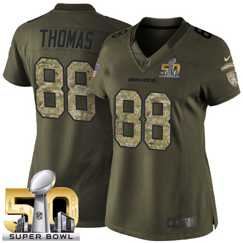 Women's Limited Demaryius Thomas Super Bowl L Nike Jersey Green - #88 Salute to Service NFL Denver Broncos